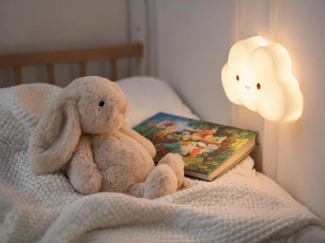 Plush bedtime story scene